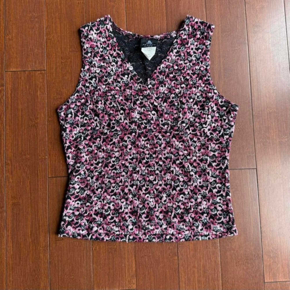 Vintage Y2K Pink‎ and Black Floral Tank